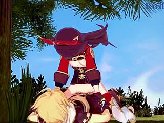 Amber and Fischl Engage in Intense Sex with Aether in Genshin Hentai