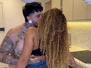 yo, how does bruninha, the sexy surfista, get slammed in her kitchen at home?