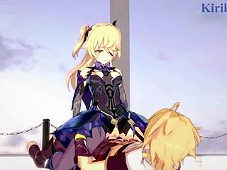 Amber and Fischl Engage in Intense Sex with Aether in Genshin Hentai