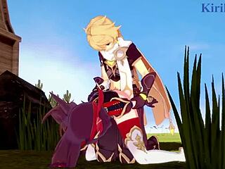 Amber and Fischl Engage in Intense Sex with Aether in Genshin Hentai