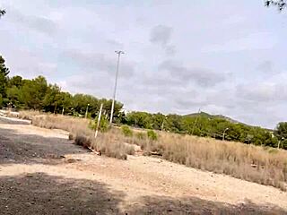 big cock stud jerks off on public trail with cumshot