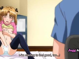 Petite Stepsister Fingers Tight Pussy in Hentai Scene