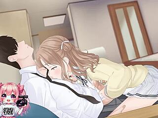 hot college girl rides and jerks for anime cumshot