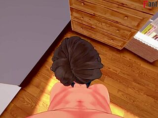 Aunt Cass gives blowjob as Cassidy Hamada in fantasy cartoon