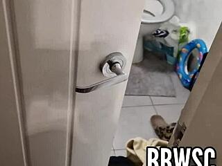 perv caught spying on bbw washing huge floppy tits in bath...oops!