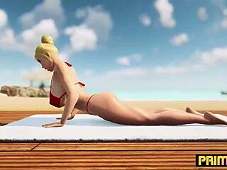 Futanari foursome in deep tissue massage animation