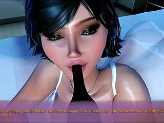 hey, why’s my stepmom teasing me with that bottle like it’s a cock in this hentai game?