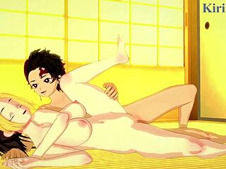 hinatsuru, makio, suma, tanjiro in wild demon slayer hentai! 🔥