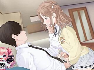 hot college girl rides and jerks for anime cumshot