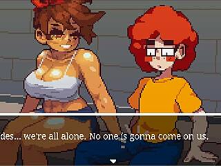 i love how this msucular girl in gym buddies hentai sucks my cock after training, her boobs bouncing so cute.