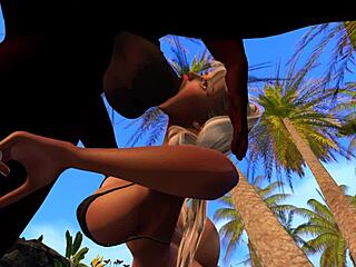 black guy bangs asian stepsister on beach in Second Life! 🌴