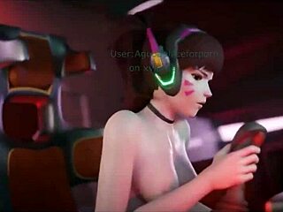 D.Va Embarks on 3D Anime Space Adventure with Monster Cock 3some Blowjob Mission