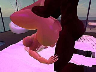 second life black man and latina woman connect in bedroom scene