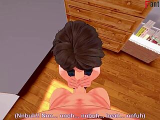 Aunt Cass gives blowjob as Cassidy Hamada in fantasy cartoon