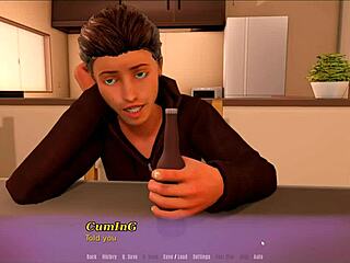 hey, why’s my stepmom teasing me with that bottle like it’s a cock in this hentai game?