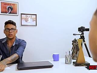 Novinho with huge cock dominates his boss