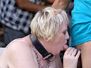 mature4k diana enjoys quirky giantess pet play in stockings with strangers outdoors