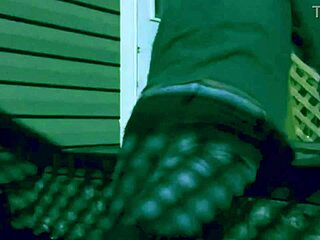 Skinny Old Woman Stretches in Leggings and Fishnets, Showing Ass and Legs in Homemade Video