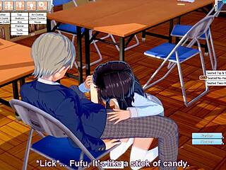 Teen sucks and bangs in library at koikatsu party hentai style