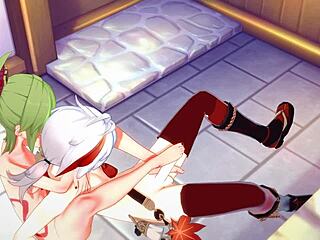 just watched kazuha and kuki shinobu in genshin impact hentai, wild japanese anime sex!