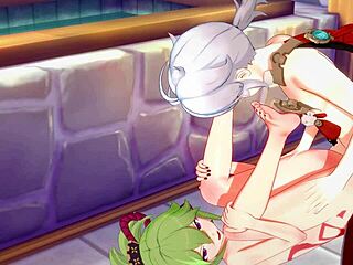 just watched kazuha and kuki shinobu in genshin impact hentai, wild japanese anime sex!