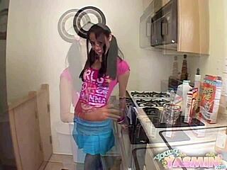 Young Yasmin licks and fingers her pussy to orgasm