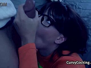 Busty velma throats fred's dick! Then rides it hard!