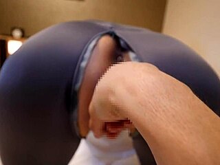 Slim mature Japanese woman in yoga wear fucked from behind