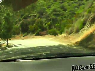 Car fuck trip turns wild with ghetto girlfriend getting clothes ripped off in raw hood action on the road.