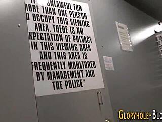 Gloryhole encounter with a cute interracial beauty