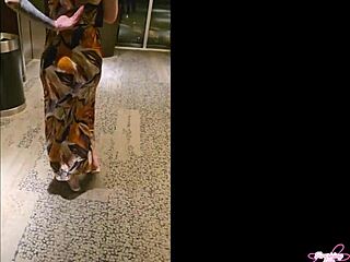 from shots to backshots, housewife bends over in interracial scene