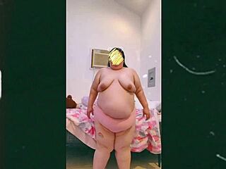 Hey, mature old cougar with saggy tits doing topless dance on webcam