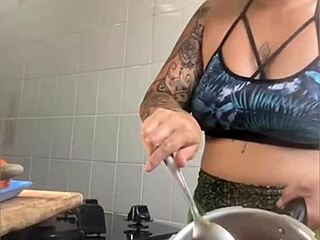 Married woman fakes cooking videos to flash her swollen pussy online