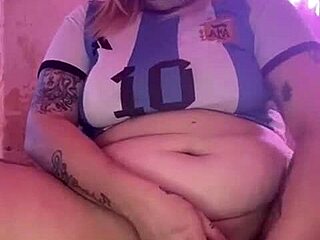 This beautiful blonde Argentinian masturbates solo until she squirts hugely in the video.