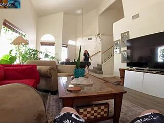 lesbian stepsister fucks her stepbro to stay calm around gf