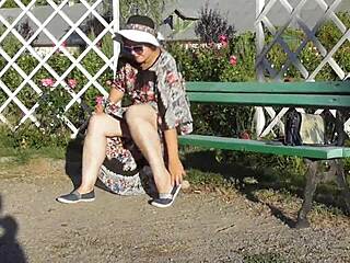 Hairy Mature Flashing in Public Park - Want a Peek?