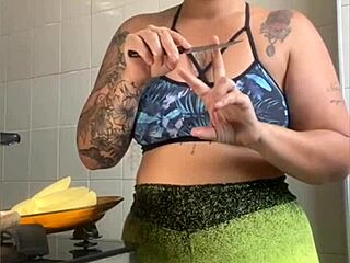 Married woman fakes cooking videos to flash her swollen pussy online