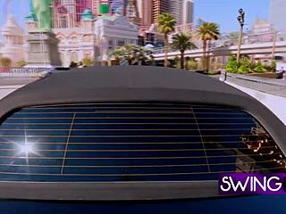 Sexy crossdressing transsexual in fuschia outfit.