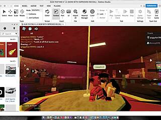 Dancing with a cute bunny in costume