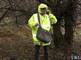 Stockings drip with water as a classy woman walks in high heels
