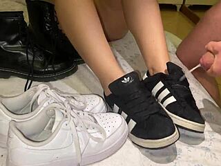 brunettes suck better than blondes in homemade close up blowjob with huge jizz