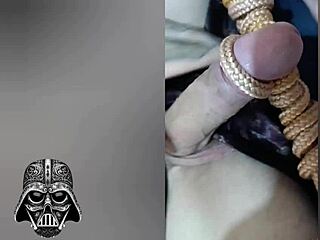 Skinny Barefoot Serbian Slave Caresses Penis in Bondage