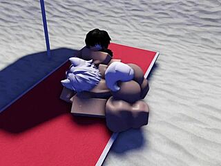 Roblox kurva uhvaćena i jebana pasijom na javnoj plaži