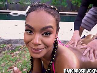 black amateur babe’s butt oiled up for hot massage