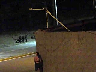 Beach security camera catches couple getting frisky in public spot.