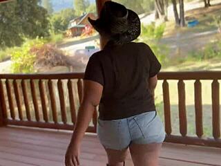 Sexy Cowgirl Rides Hard in Wild Homemade Doggy Action.