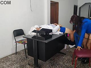 Doctor bangs secretary sensually on office desk at work