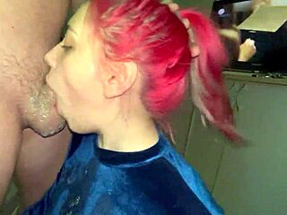 Redhead teen 18+ sloppy gagging deepthroat rimming and fucks her throat