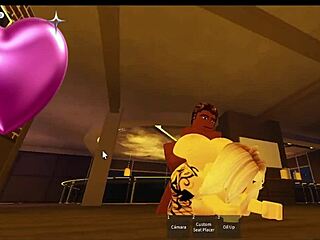 Snowbunny meets a big black man in Roblox for a rough, intense, and exciting virtual encounter with a monster sized avatar