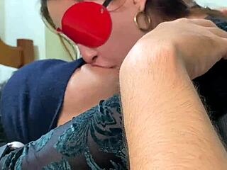 Stepsister leads with deep wet French kiss